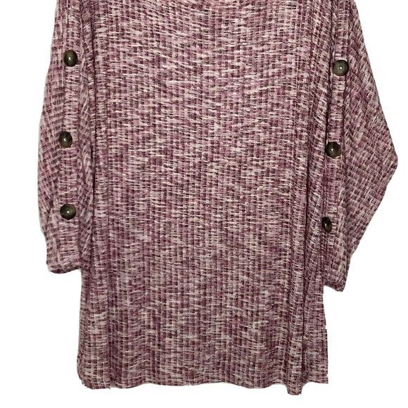 NWT Silverwear 3X Sweater Top Tunic Purple Textured Knit Stretch Stripe Buttons - Picture 5 of 10